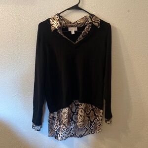 Belle By Kim Gravel Sweater Animal Print Black XS
